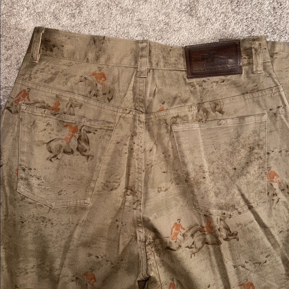 Vintage Lauren Ralph Lauren Pants Womens 4 Tan Equestrian Polo Club Oxford Print - Picture 9 of 10